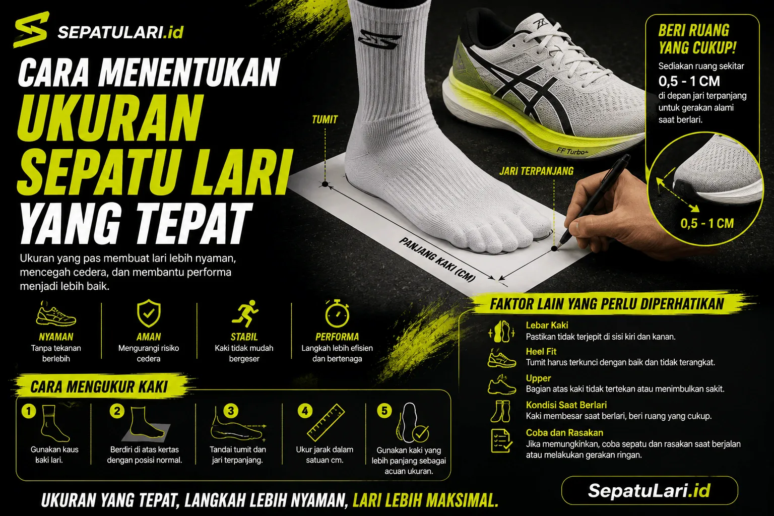 Cara Menentukan Ukuran Sepatu Lari yang Tepat