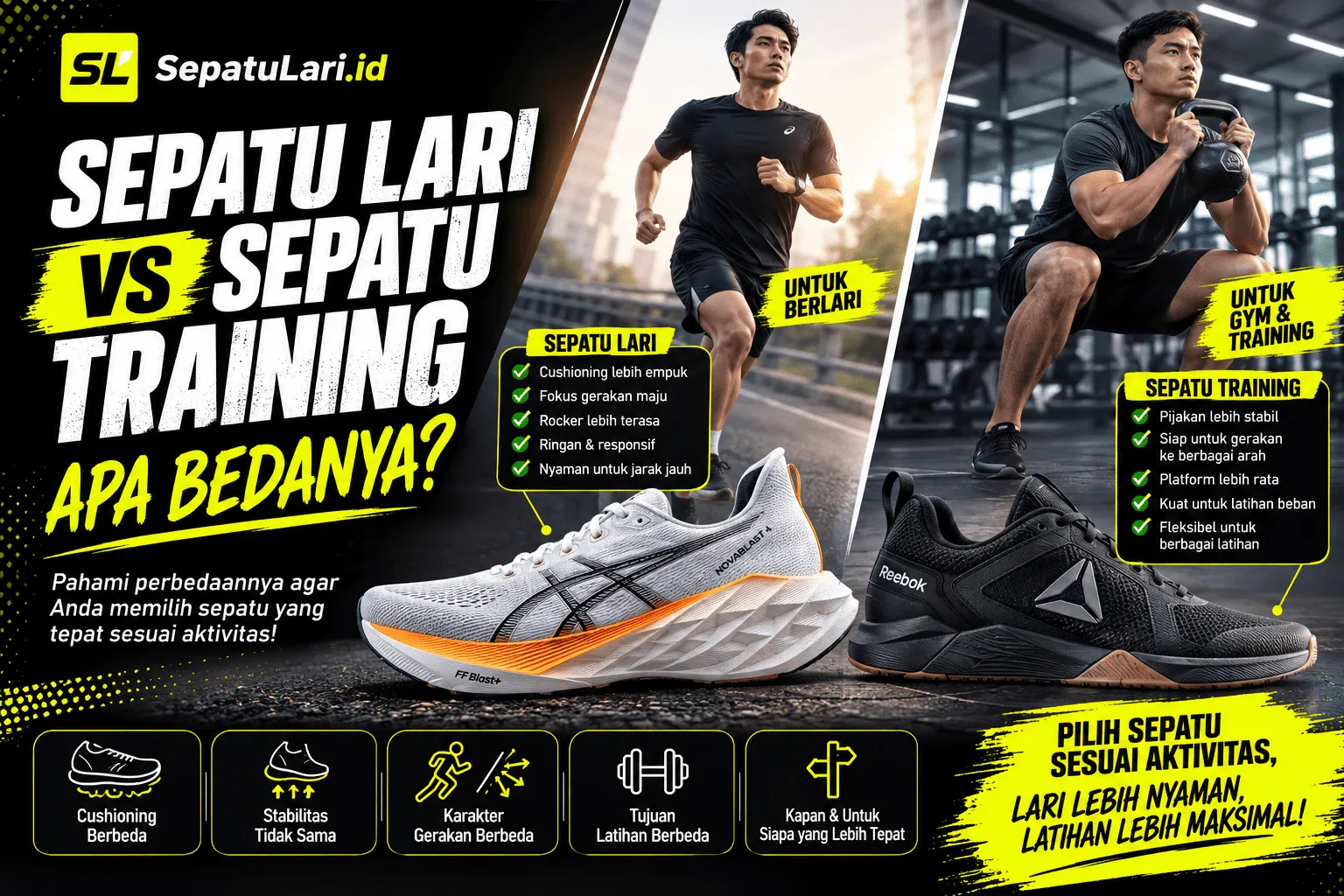 Sepatu Lari vs Sepatu Training: Apa Bedanya?