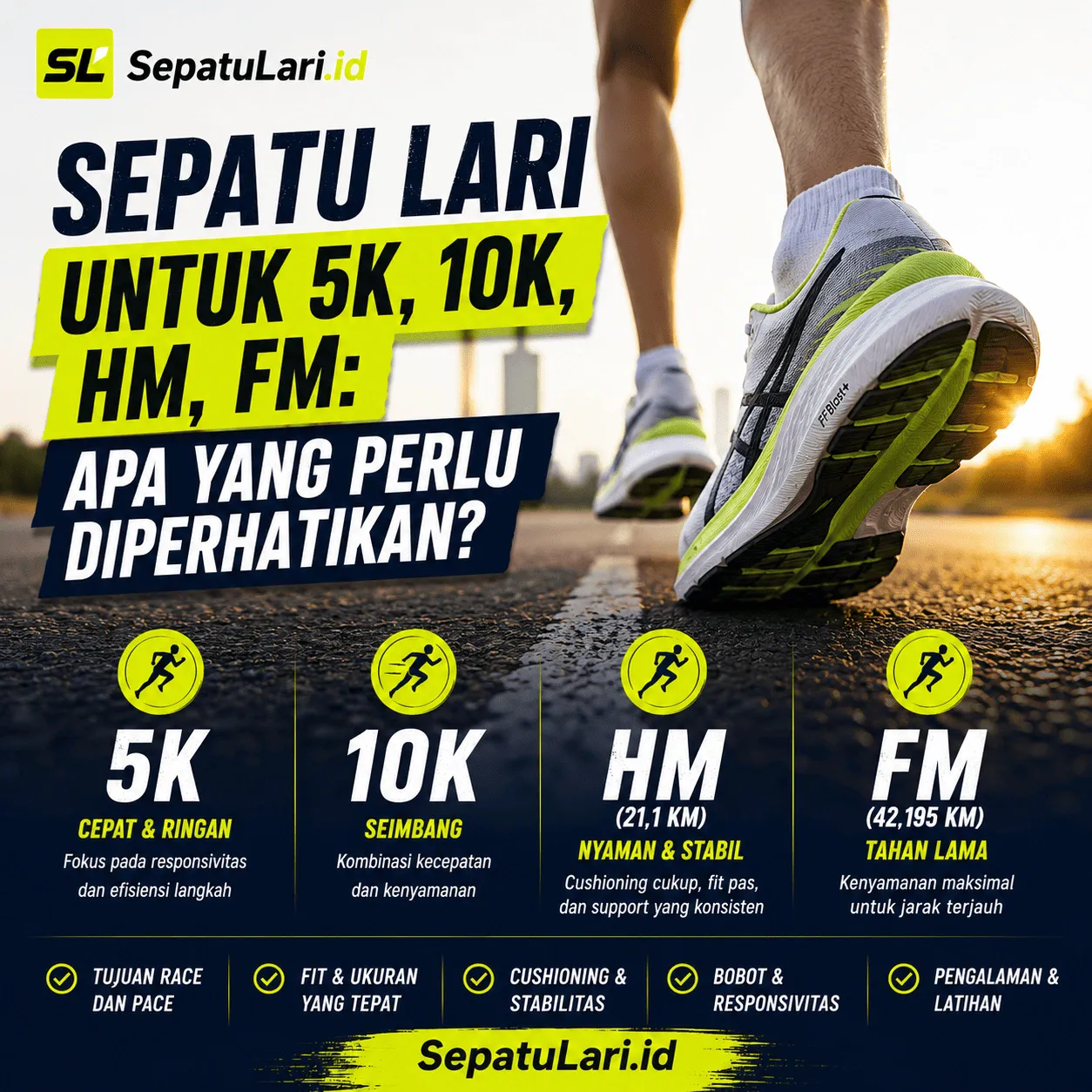 Sepatu Lari untuk 5K, 10K, HM, FM: Apa yang Perlu Diperhatikan?