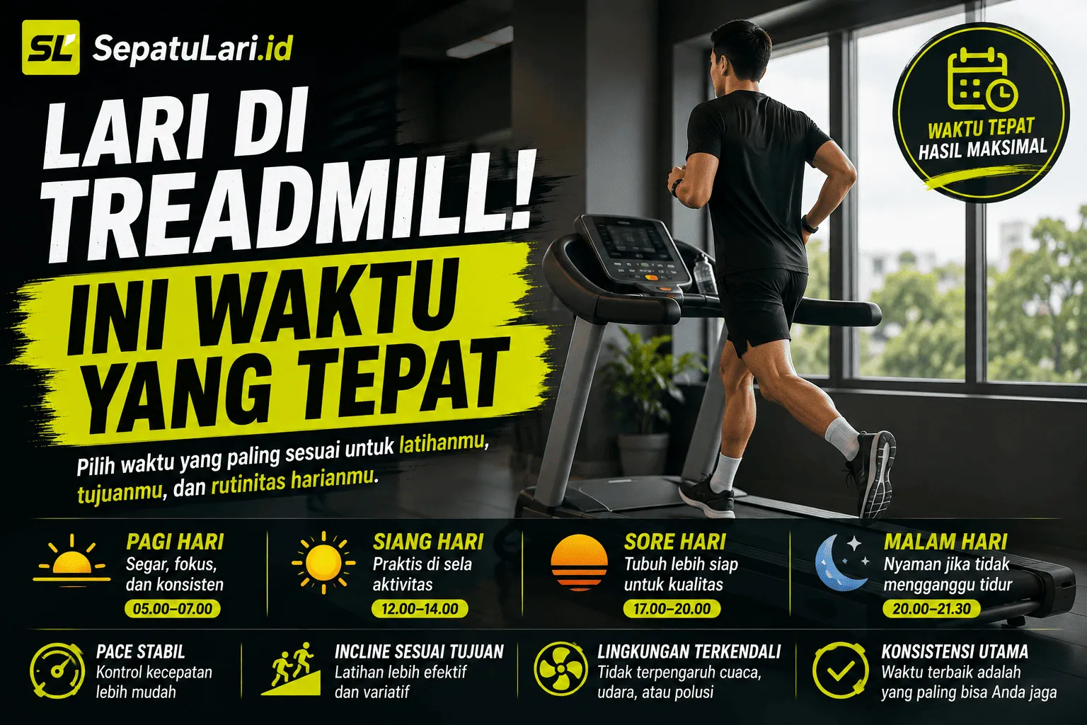 Lari di Treadmill, Ini Waktu yang Tepat!