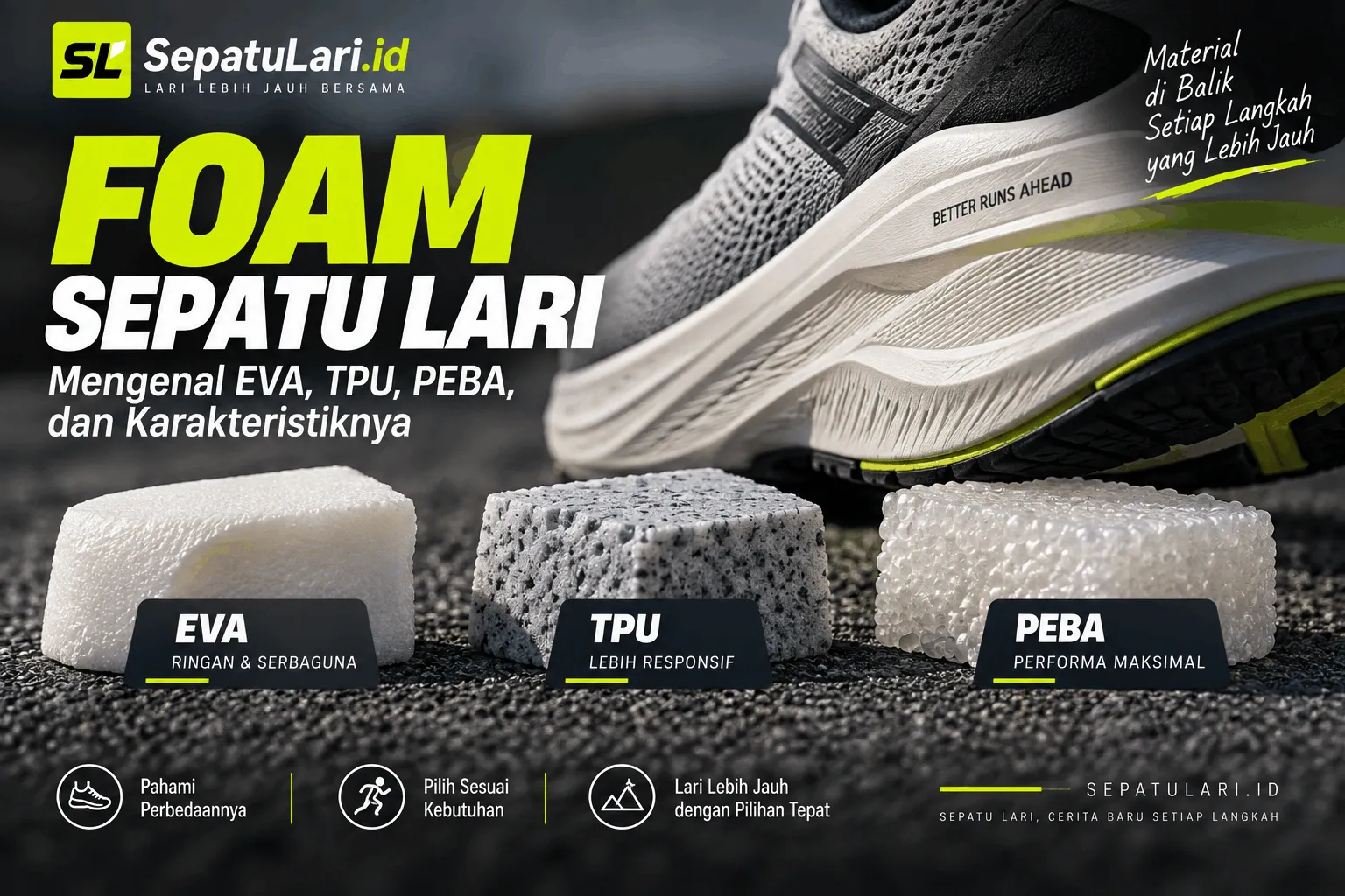 Foam Sepatu Lari: Mengenal EVA, TPU, PEBA, dan Karakteristiknya
